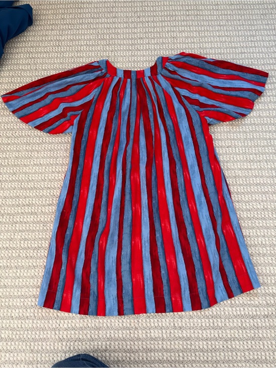 Pomander Place Dresses & Skirts - Pomander Place Red Blue Striped V-Neck Flutter Sleeve Dress Size Medium